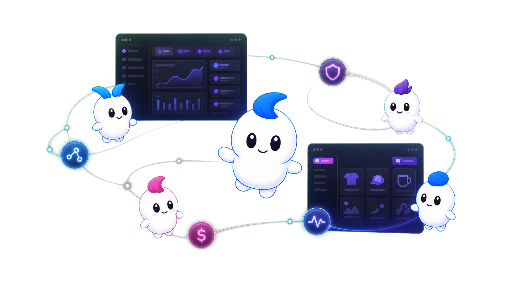 Das SocialGO-Agententeam – Nexo, Route, Pulse, Margin und Shield – betreibt den White-Label-Betrieb.